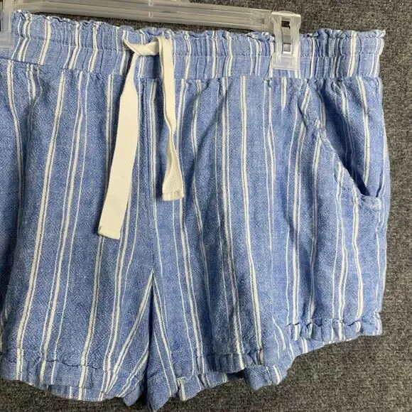 Blue Striped High Waist Women Shorts - Picture 3 of 8